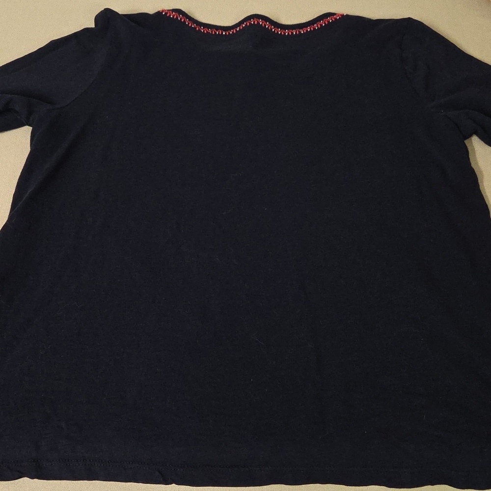 Embroidered Black and Red Women's Top Talbots Size Large 100 Cotton - Picture 6 of 6